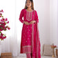 Designer Embroidered Chinon Silk Kurta with Zari and Sequence Work, Paired with Trousers and Dupatta - Jaipuri Vastra