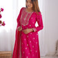 Designer Embroidered Chinon Silk Kurta with Zari and Sequence Work, Paired with Trousers and Dupatta - Jaipuri Vastra
