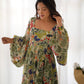 Elegant Fox Georgette Floral Maxi with Full Balloon Sleeves and Flared Silhouette - Jaipuri Vastra