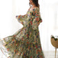 Elegant Fox Georgette Floral Maxi with Full Balloon Sleeves and Flared Silhouette - Jaipuri Vastra