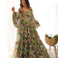 Elegant Fox Georgette Floral Maxi with Full Balloon Sleeves and Flared Silhouette - Jaipuri Vastra