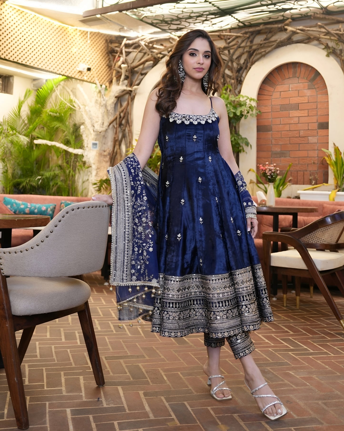 Pur Vichitra Silk Premium Anarkali Suit Set with Pant & Dupatta – 3 PCS