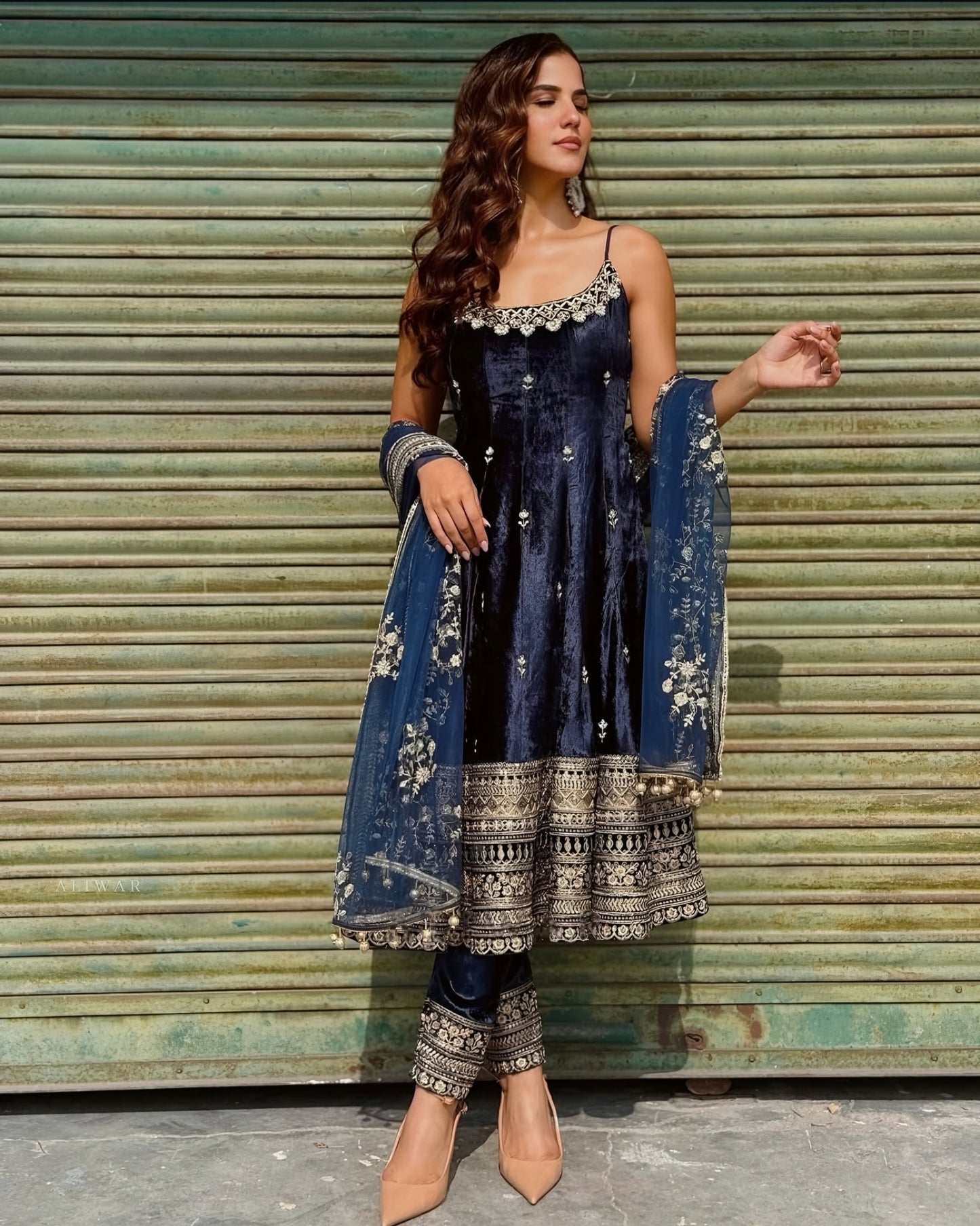 Pur Vichitra Silk Premium Anarkali Suit Set with Pant & Dupatta – 3 PCS