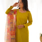 Designer Viscose Kurta Set with Organza Floral Dupatta and Gota Patti Lace - Jaipuri Vastra