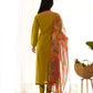 Designer Viscose Kurta Set with Organza Floral Dupatta and Gota Patti Lace - Jaipuri Vastra