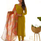Designer Viscose Kurta Set with Organza Floral Dupatta and Gota Patti Lace - Jaipuri Vastra