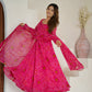 New Designer Pure Soft Lightweight Chiffon Bandhej Gown with Dupatta and Pant Set - Jaipuri Vastra