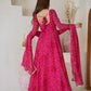New Designer Pure Soft Lightweight Chiffon Bandhej Gown with Dupatta and Pant Set - Jaipuri Vastra