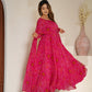 New Designer Pure Soft Lightweight Chiffon Bandhej Gown with Dupatta and Pant Set - Jaipuri Vastra