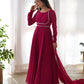 Pure Soft Fox Georgette 7 Meter Flared Anarkali with Dupatta and Pant Set - Jaipuri Vastra