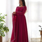 Pure Soft Fox Georgette 7 Meter Flared Anarkali with Dupatta and Pant Set - Jaipuri Vastra