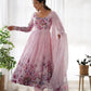 Designer Organza Anarkali with Canvas Border and Complete Flair - Jaipuri Vastra