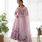 Designer Organza Anarkali with Canvas Border and Complete Flair - Jaipuri Vastra