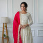 Designer Party Wear Heavy Faux Georgette Gown and Pant Set with Full Sleeve Embroidery