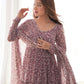 Elegant Three-Layer Fox Georgette Printed Anarkali with Churidar Sleeves & Zipper - Jaipuri Vastra