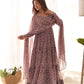 Elegant Three-Layer Fox Georgette Printed Anarkali with Churidar Sleeves & Zipper - Jaipuri Vastra