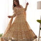 Pure Soft Fox Georgette Zigzag Print Fully Flared Anarkali with Dupatta and Pant Set - Jaipuri Vastra