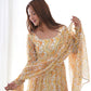 Pure Soft Fox Georgette Zigzag Print Fully Flared Anarkali with Dupatta and Pant Set - Jaipuri Vastra