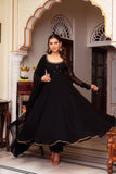 Designer Faux Georgette Top with Lace Border and Handwork, Cotton Elasticated Pant, and Embroidered Dupatta