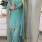 Stylish Designer Party Wear Top Plazzo Dupatta Set in Heavy Faux Georgette with Full Sleeve Embroidery Work - Jaipuri Vastra