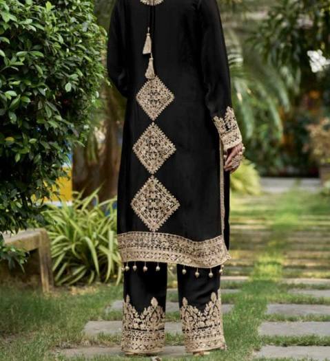 Graceful Occasion Wear with Sequin-Adorned Faux Georgette Top, Flowy Palazzo and Dupatta - Jaipuri Vastra