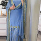 Stylish Designer Party Wear Top Plazzo Dupatta Set in Heavy Faux Georgette with Full Sleeve Embroidery Work - Jaipuri Vastra