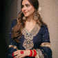 Designer Pure Chinnon Top Bottom Dupatta Set Heavy Embroidery Blue - Jaipuri Vastra