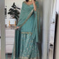 Stylish Designer Party Wear Top Plazzo Dupatta Set in Heavy Faux Georgette with Full Sleeve Embroidery Work - Jaipuri Vastra