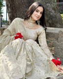 Ready to Wear Chinnon Silk Set with Heavy Sequence Work and Dupatta - Jaipuri Vastra