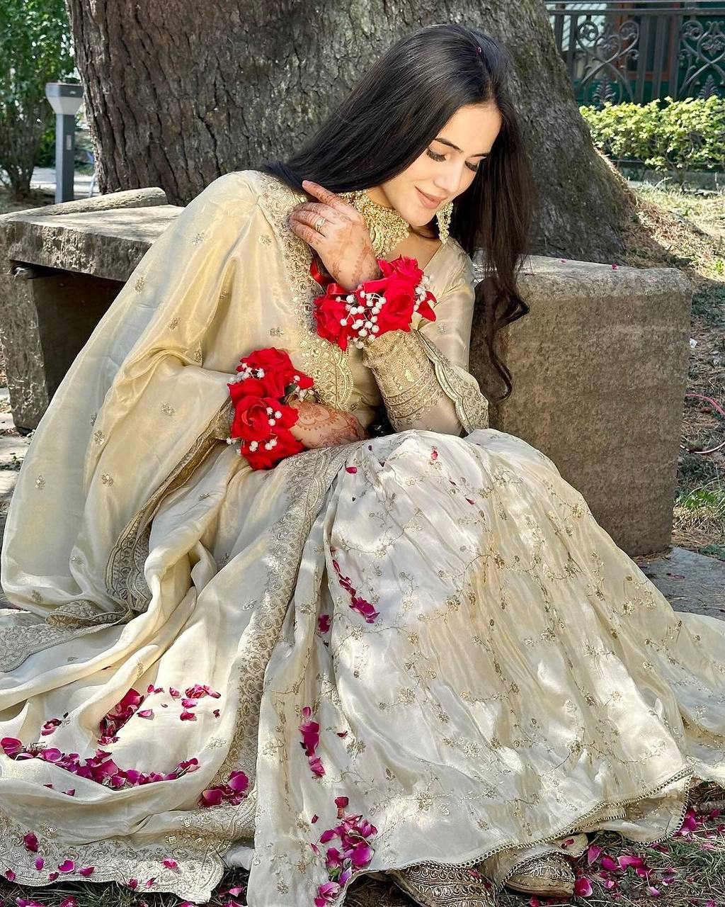 Ready to Wear Chinnon Silk Set with Heavy Sequence Work and Dupatta - Jaipuri Vastra