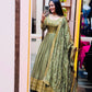 Graceful Floor-Length Ensemble with Sequin-Stitched Shimmer Silk Gown and Coordinated Dupatta - Jaipuri Vastra