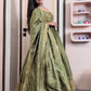 Graceful Floor-Length Ensemble with Sequin-Stitched Shimmer Silk Gown and Coordinated Dupatta - Jaipuri Vastra