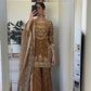 Elegant Brown Chinnon Silk Top-Plazzo & Dupatta Set with Heavy Embroidery - Jaipuri Vastra