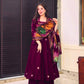 Elegant Pure Chinnon Silk Gown and Dupatta Set with Heavy Sequence Embroidery Full Sleeve Detail Fully Stitched - Jaipuri Vastra