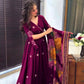 Elegant Pure Chinnon Silk Gown and Dupatta Set with Heavy Sequence Embroidery Full Sleeve Detail Fully Stitched - Jaipuri Vastra