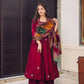 Elegant Pure Chinnon Silk Gown and Dupatta Set with Heavy Sequence Embroidery Full Sleeve Detail Fully Stitched - Jaipuri Vastra