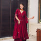 Elegant Pure Chinnon Silk Gown and Dupatta Set with Heavy Sequence Embroidery Full Sleeve Detail Fully Stitched - Jaipuri Vastra