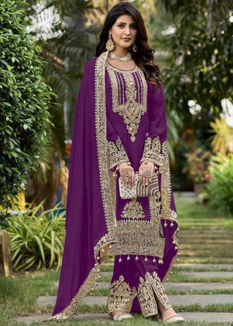 Graceful Occasion Wear with Sequin-Adorned Faux Georgette Top, Flowy Palazzo and Dupatta - Jaipuri Vastra