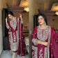 Designer Party Ready Pure Chinnon Top Bottom and Dupatta Set with Intricate Dori Coding and Sequence Work - Jaipuri Vastra