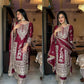 Designer Party Ready Pure Chinnon Top Bottom and Dupatta Set with Intricate Dori Coding and Sequence Work - Jaipuri Vastra