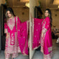 Designer Party Ready Pure Chinnon Top Bottom and Dupatta Set with Intricate Dori Coding and Sequence Work - Jaipuri Vastra