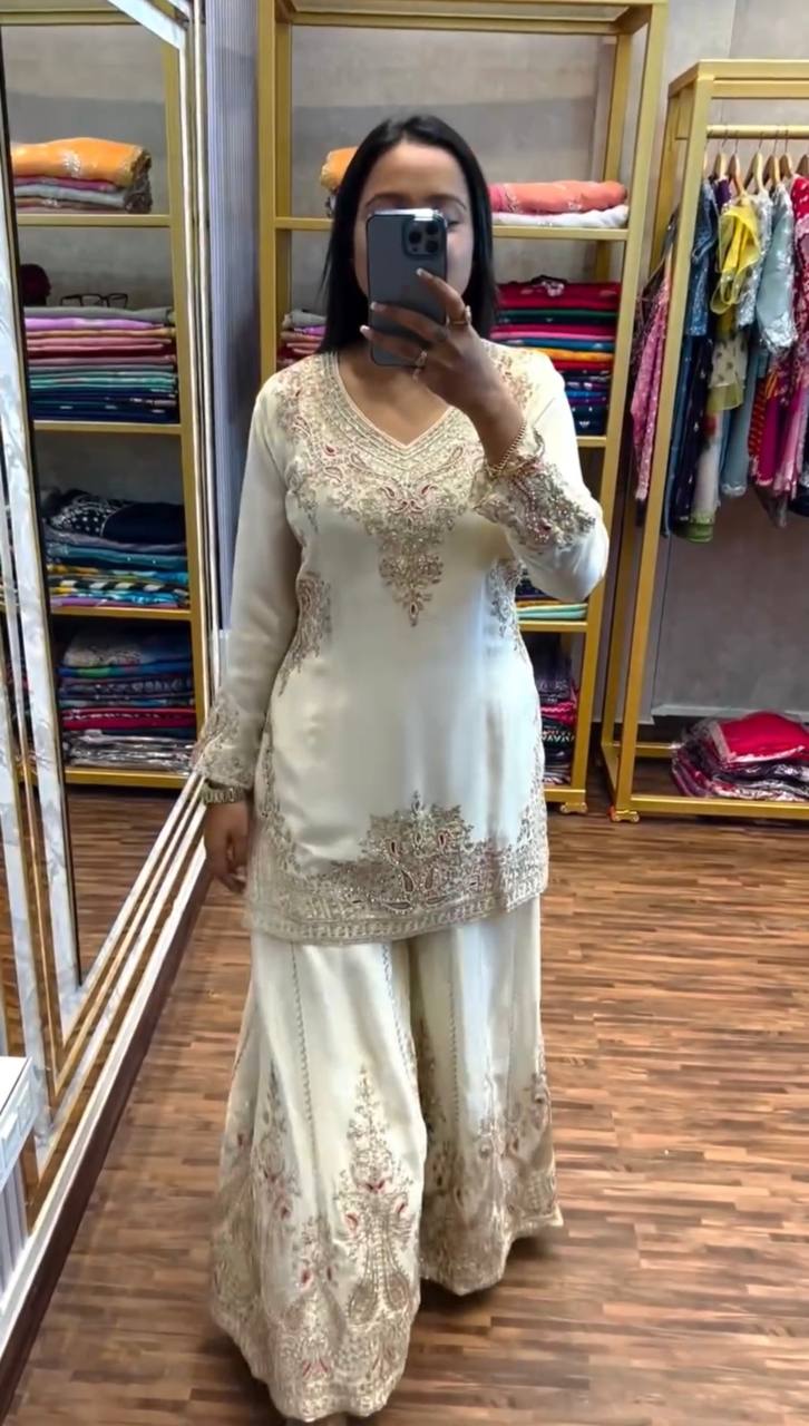 Designer Festival Collection in Pure Chinnon with Rich Coding Dori and Sequence Embroidery Set - Jaipuri Vastra