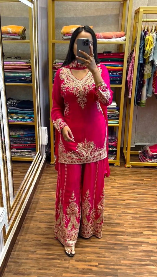 Designer Festival Collection in Pure Chinnon with Rich Coding Dori and Sequence Embroidery Set - Jaipuri Vastra
