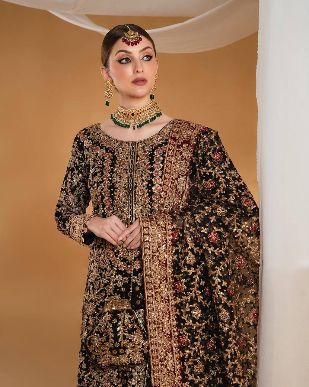 Stylish Occasion Wear in Heavy Faux Georgette with Double-Side Embroidered Top and Matching Palazzo - Jaipuri Vastra