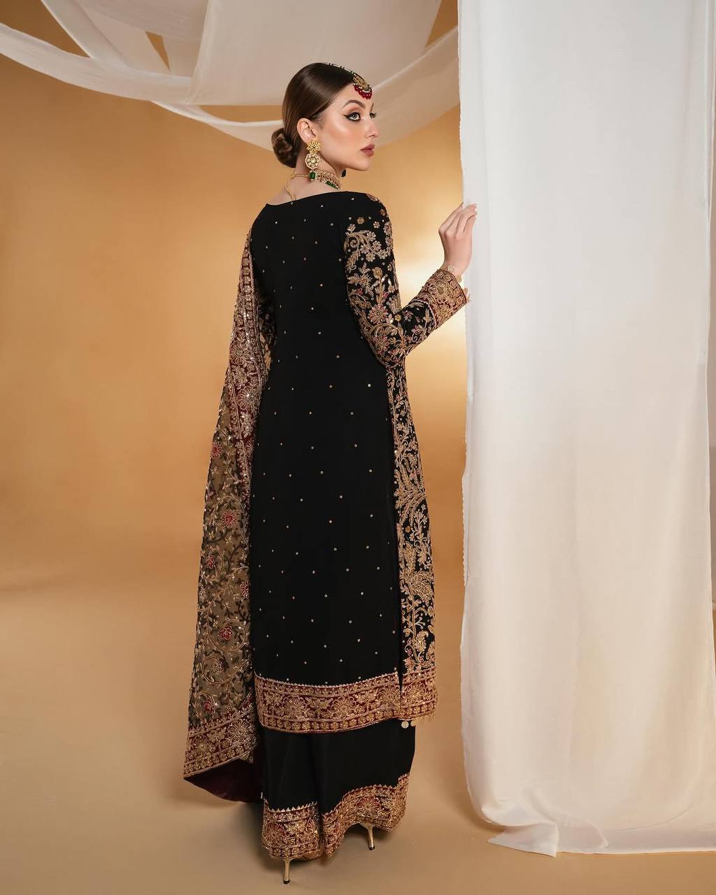 Stylish Occasion Wear in Heavy Faux Georgette with Double-Side Embroidered Top and Matching Palazzo - Jaipuri Vastra