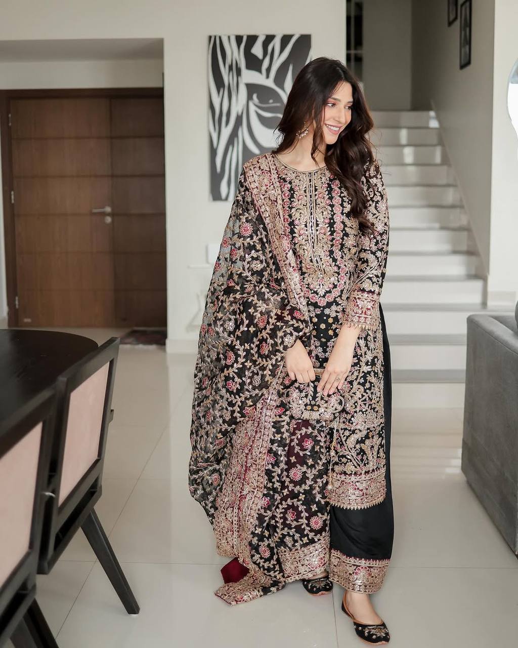 Stylish Occasion Wear in Heavy Faux Georgette with Double-Side Embroidered Top and Matching Palazzo - Jaipuri Vastra