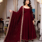Designer Faux Georgette Gown with Embroidery Work and Matching Dupatta Fully Stitched Set - Jaipuri Vastra
