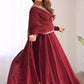 Party Wear Heavy Fox Georgette Gown and Pant Set with Detailed Embroidery and Full Sleeves