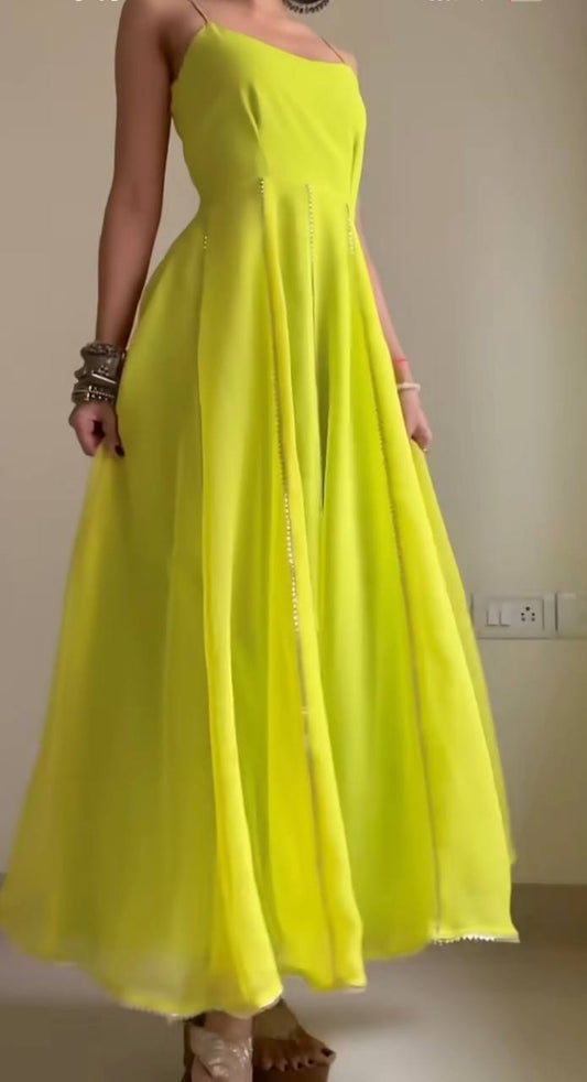 New Designer Party Look: Heavy Fox Georgette Embroidered Gown with Pant
