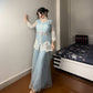 Exclusive Soft Organza Indo-Western Party Wear Set with Embroidered Blouse, Top, Circular Plazzo and Coordinated Dupatta